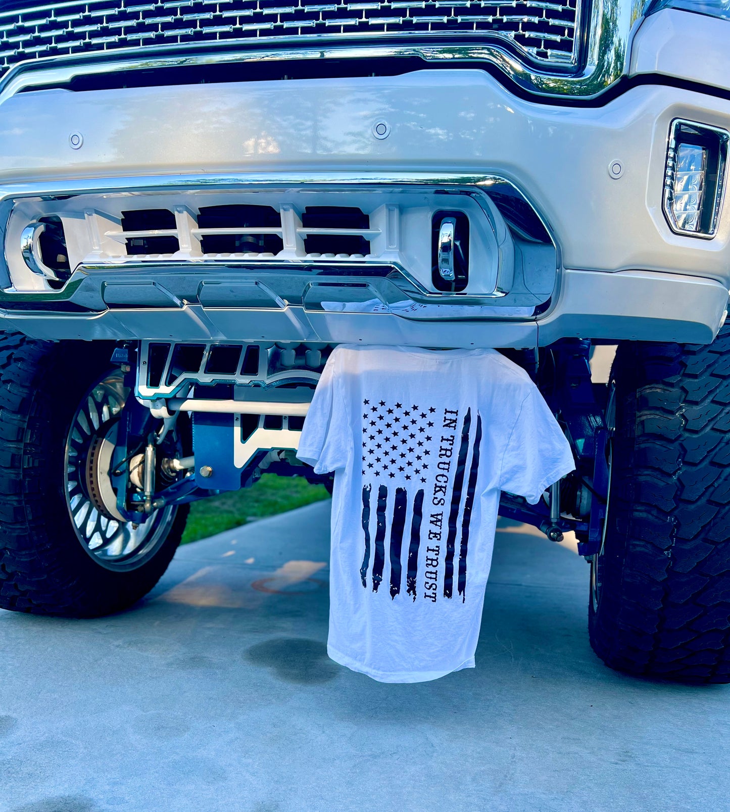 In Trucks We Trust Flag Tee